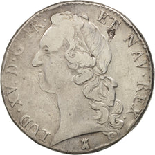 Francia, Louis XV, Écu au bandeau, 1745, Nantes, BC+, Plata, KM:512.20