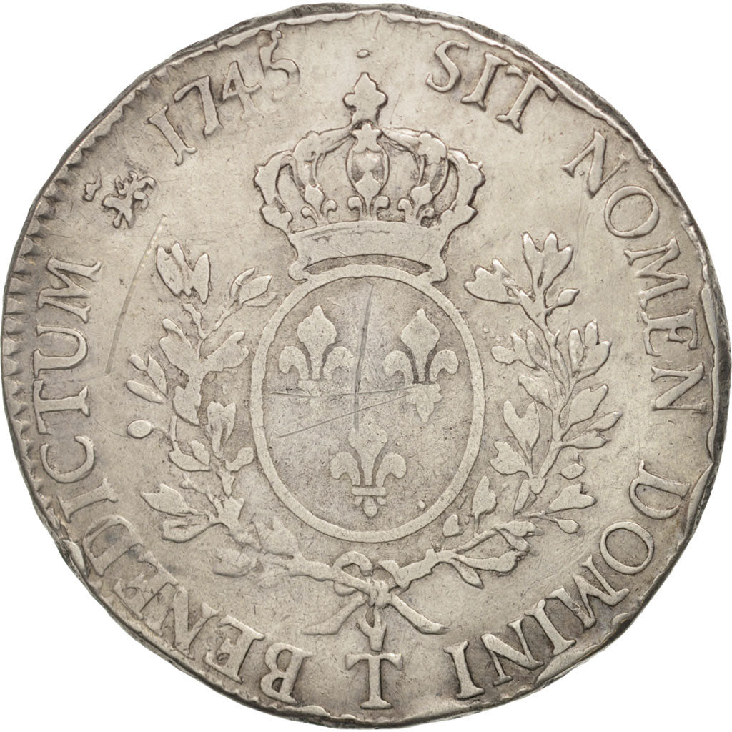 Francia, Louis XV, Écu au bandeau, 1745, Nantes, BC+, Plata, KM:512.20