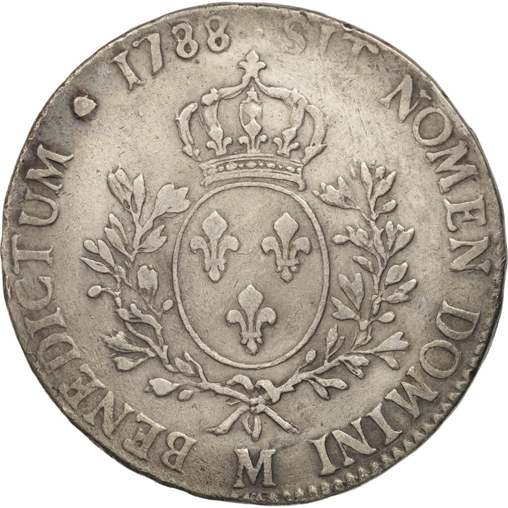 France, Louis XVI, Écu aux branches d'olivier, 1788,Toulouse,VF(20-25),KM 564.10