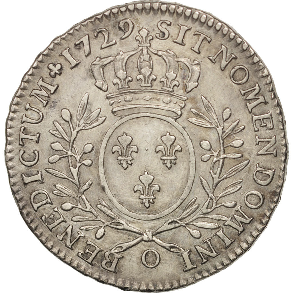 France, Louis XV, 1/2 Écu aux branches d'olivier, 1729, Riom, KM 484.14