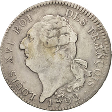 Francia, Écu de 6 livres françois, 1792, Paris, MB+, Argento, KM 615.1