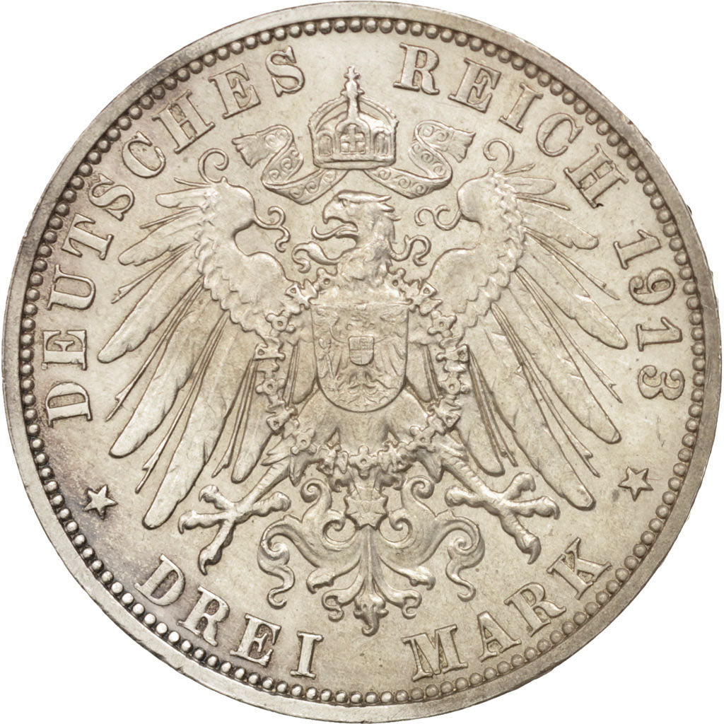 German States, SAXONY-ALBERTINE, Friedrich August III, 3 Mark, KM 1275