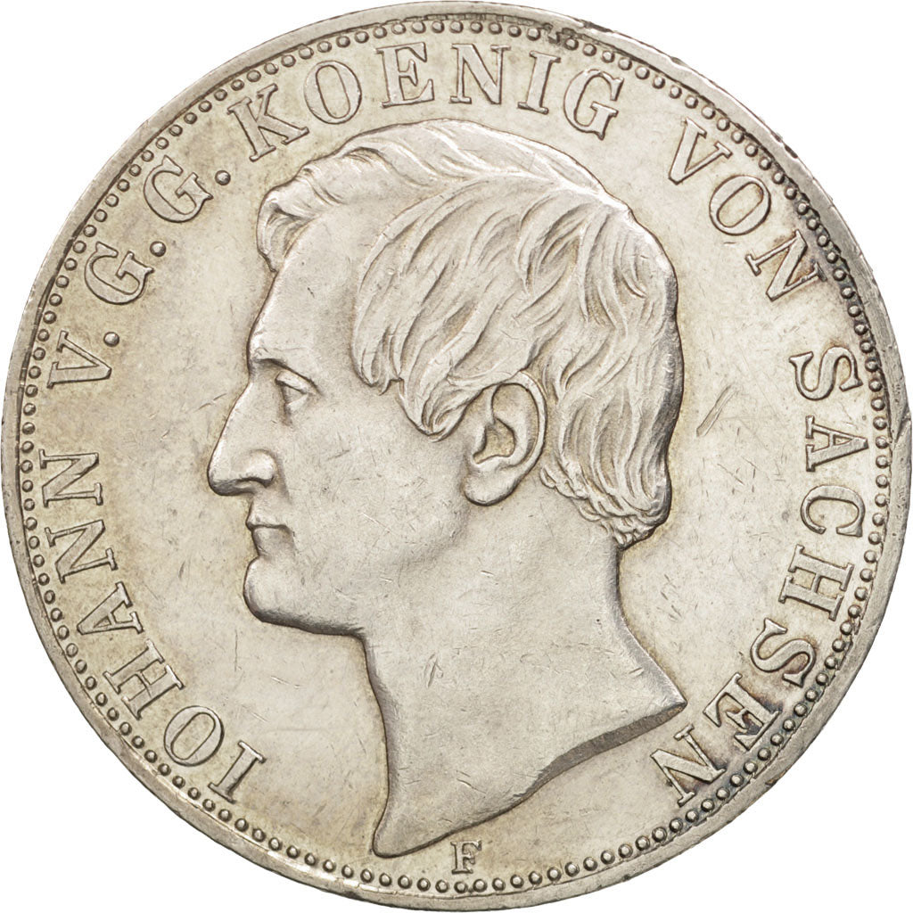 German States, SAXONY-ALBERTINE, Johann, 2 Thaler, 3-1/2 Gulden, KM 1195