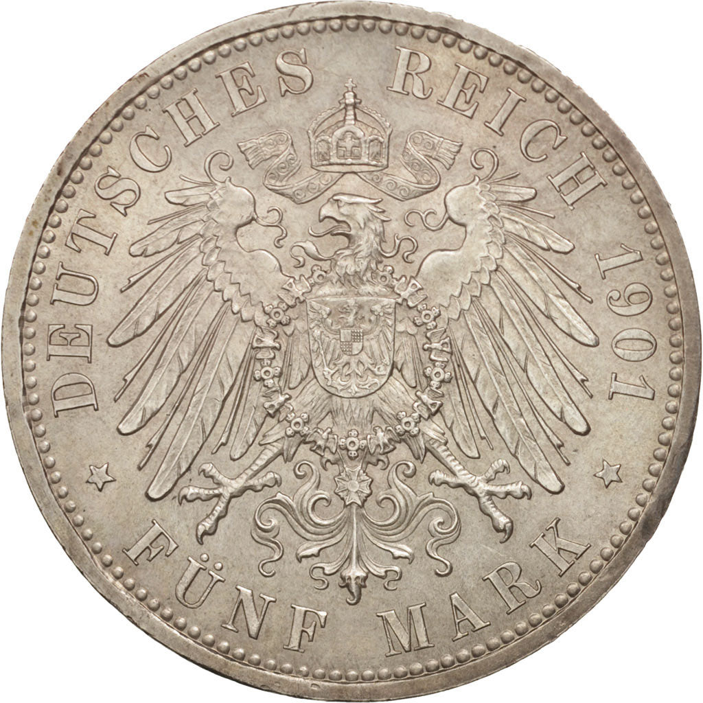 German States, PRUSSIA, Wilhelm II, 5 Mark, 1901, Berlin, AU(55-58), KM 526