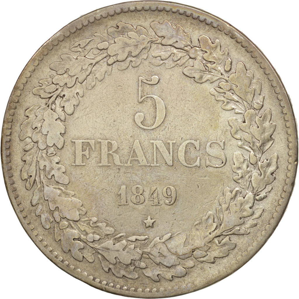 Belgium, Leopold I, 5 Francs, 5 Frank, 1849, VF(20-25), Silver, KM:3.2