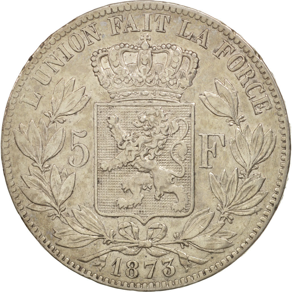 Belgium, Leopold II, 5 Francs, 5 Frank, 1873, EF(40-45), Silver, KM:24