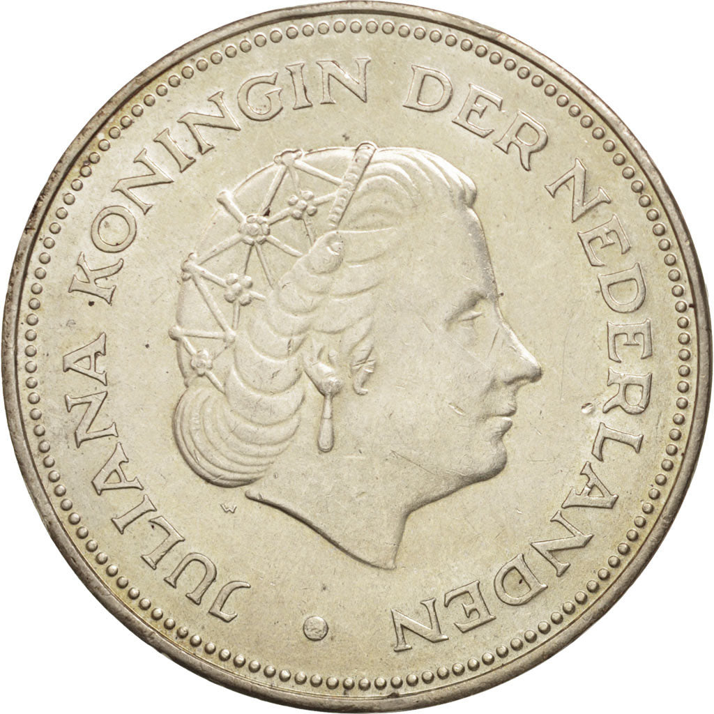 Coin, Netherlands, Juliana, 10 Gulden, 1970, AU(55-58), Silver, KM:195
