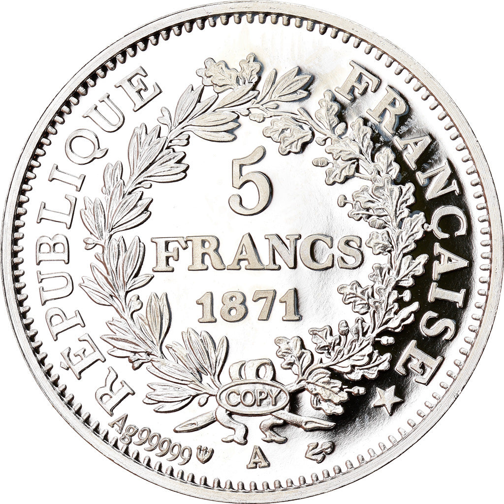 France, Medal, Reproduction, 5 Francs Hercule 1871, MS(65-70), Silver