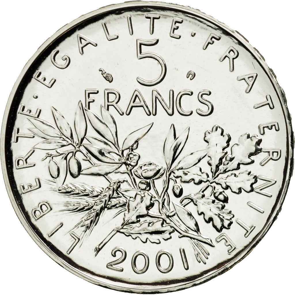 Frankreich, 5 Francs, 2001, Paris, STGL, Silber, KM:1309, Gadoury:771