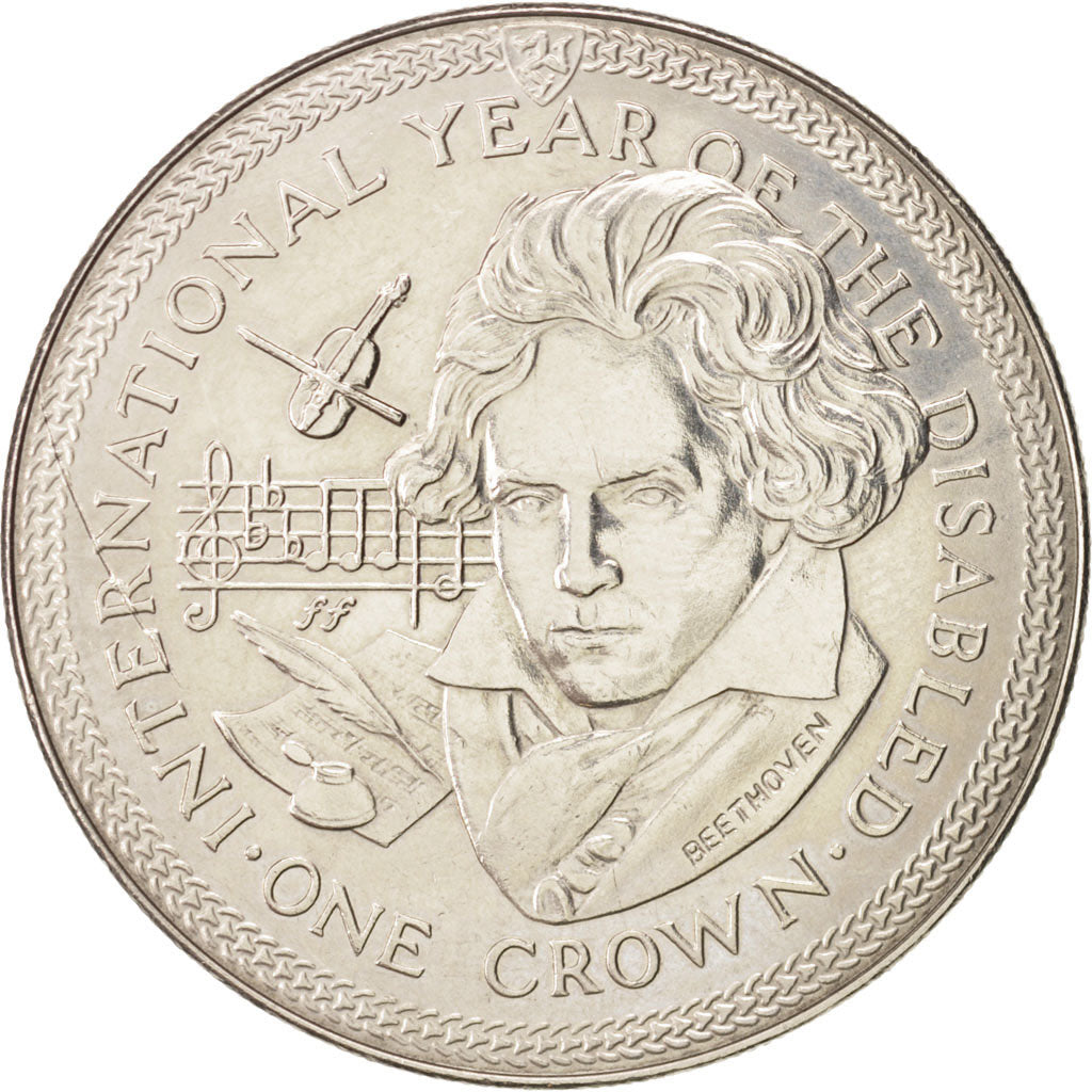 Isola di Man, Elizabeth II, Crown, 1981, Pobjoy Mint, SPL-, Rame-nichel, KM:78