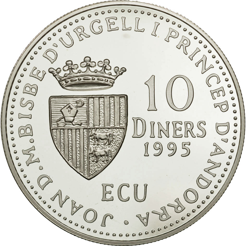 Andorra, 10 Diners, 1995, MS(65-70), Silver, KM:114