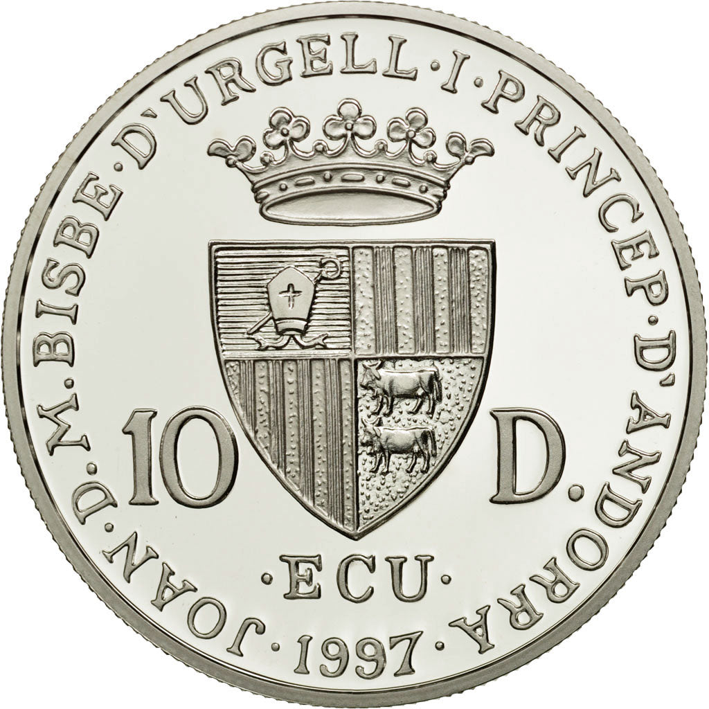 Coin, Andorra, 10 Diners, 1997, MS(65-70), Silver, KM:133