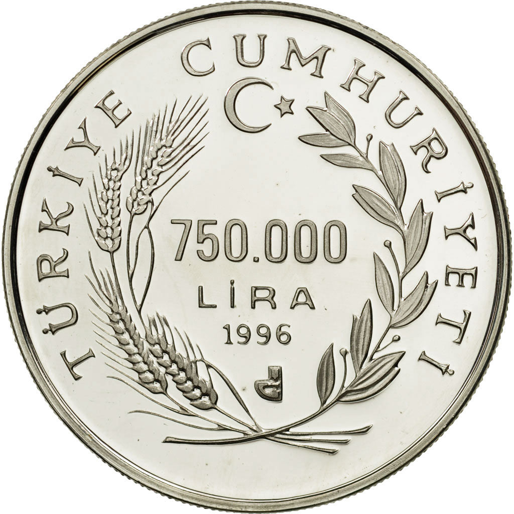 Moneda, Turquía, 750000 Lira, 1996, FDC, Plata, KM:1046