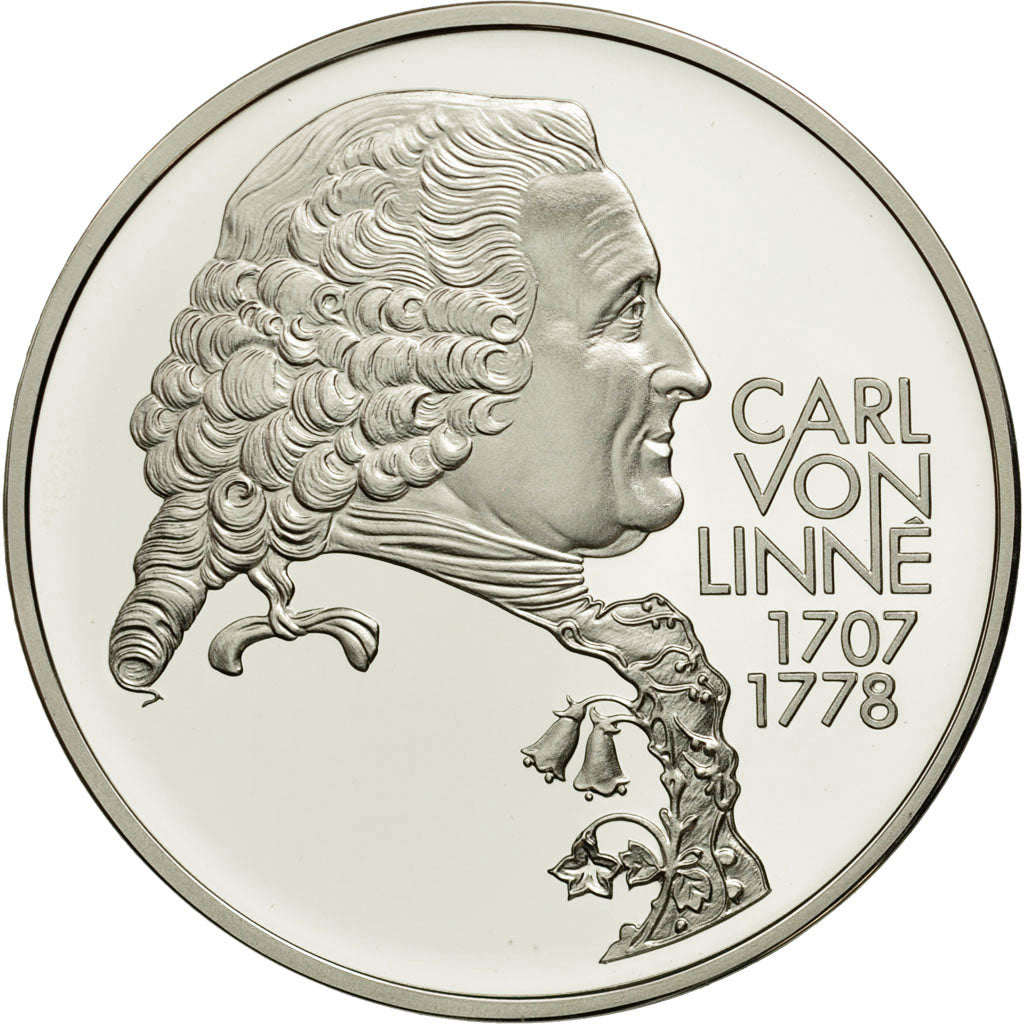 Coin, Sweden, Carl Von Linne, 20 ECU, 1995, MS(65-70), Silver