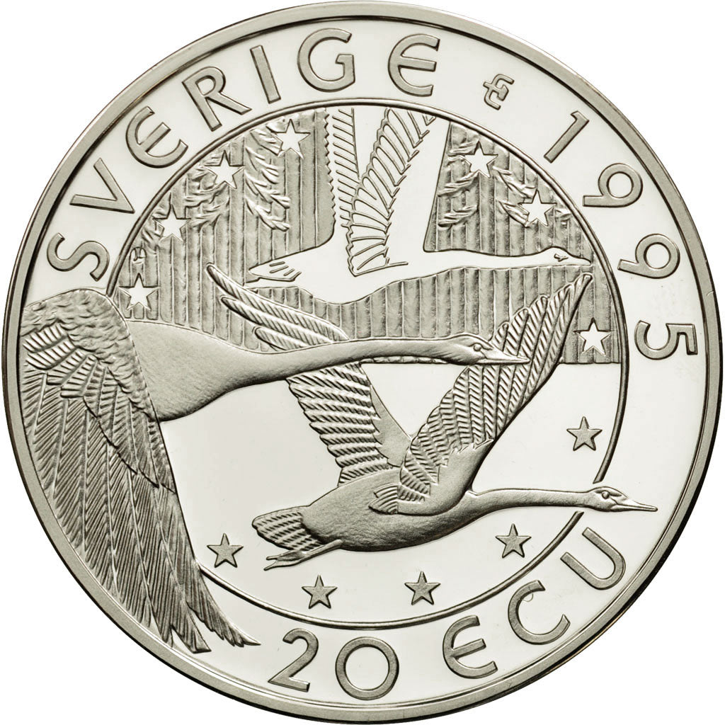Coin, Sweden, Carl Von Linne, 20 ECU, 1995, MS(65-70), Silver