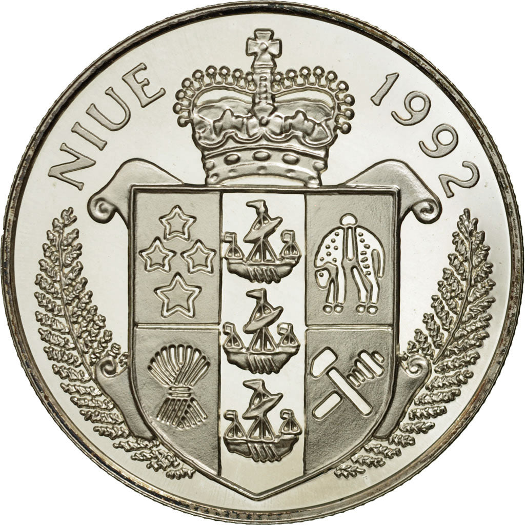 Coin, Niue, Elizabeth II, 5 Dollars, 1992, MS(65-70), Silver, KM:61