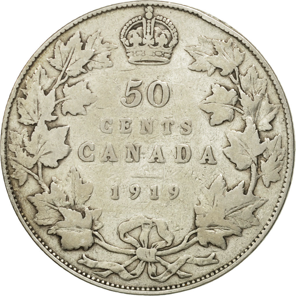 Coin, Canada, George V, 50 Cents, 1919, Royal Canadian Mint, Ottawa, VF(20-25)