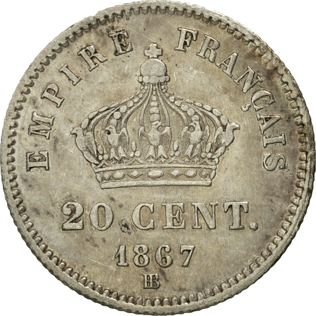 Coin, France, Napoleon III, Napoléon III, 20 Centimes, 1867, Strasbourg