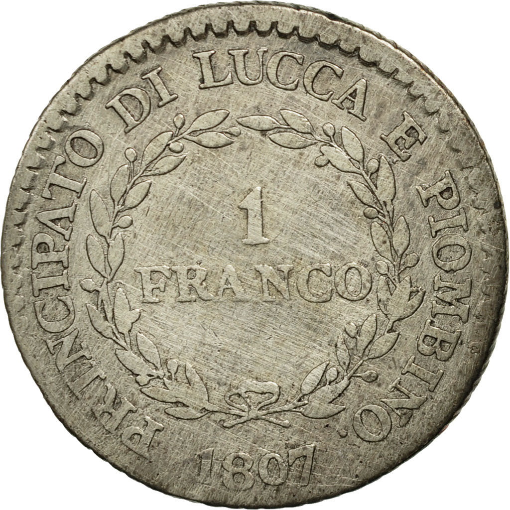 Monnaie, États italiens, LUCCA, Franco, 1807, B+, Argent, KM:23