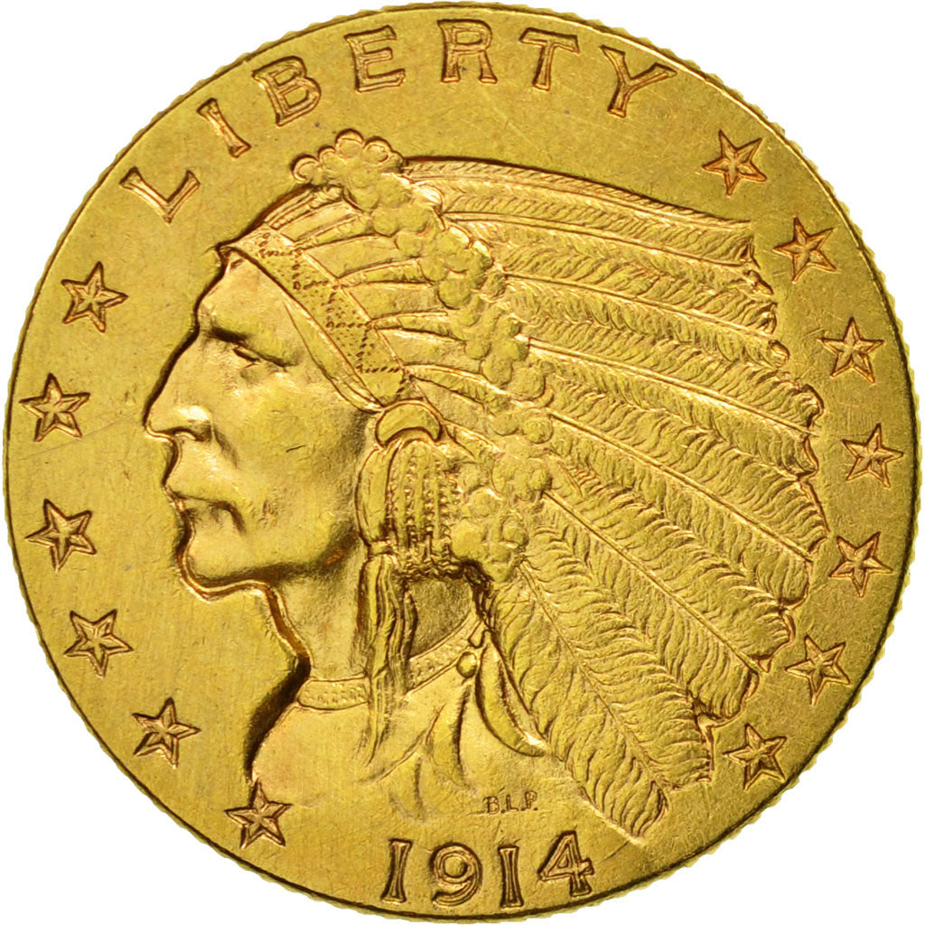 United States, Indian Head, $2.50, Quarter Eagle, 1914, Denver, KM 128