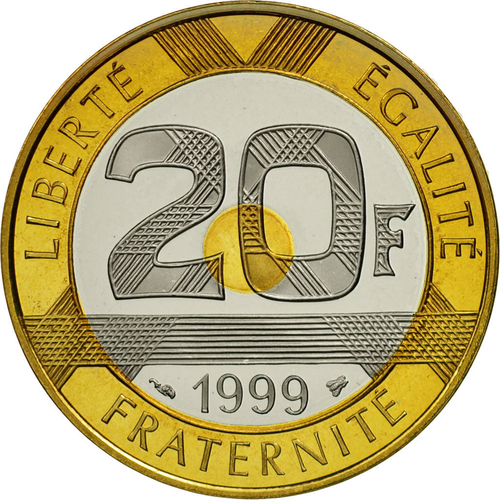 Coin, France, Mont Saint Michel, 20 Francs, 1999, MS(65-70), Tri-Metallic