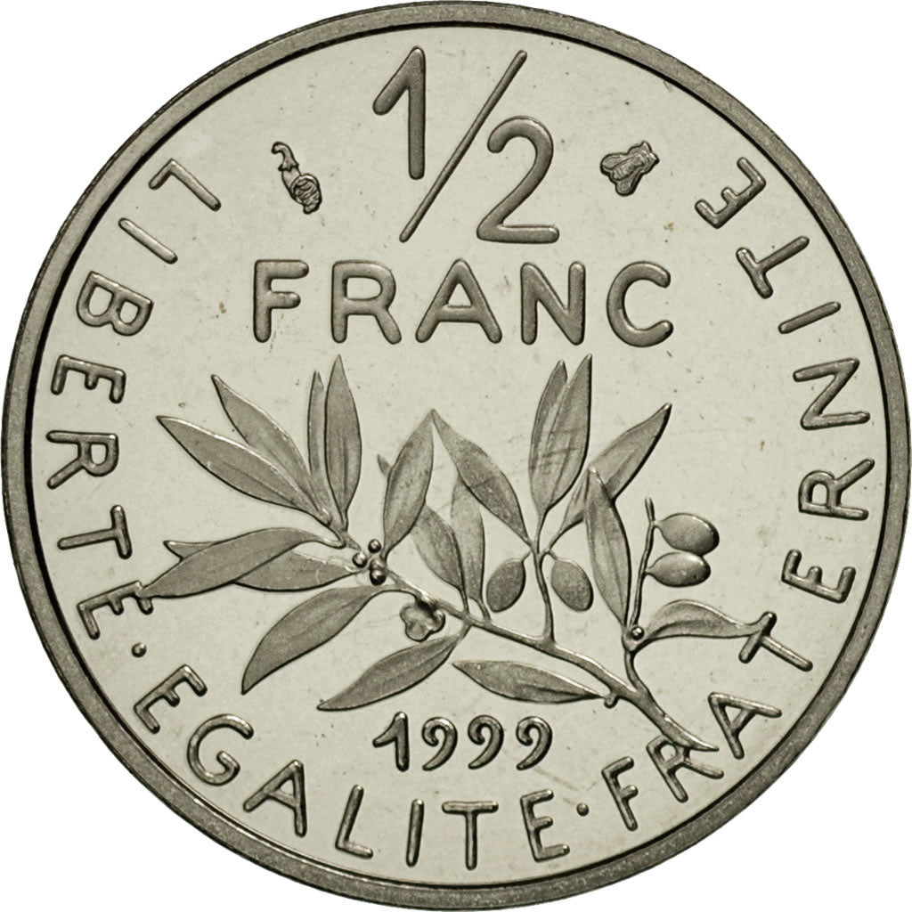 Coin, France, Semeuse, 1/2 Franc, 1999, MS(65-70), Nickel, KM:931.2