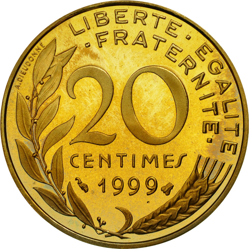 Coin, France, Marianne, 20 Centimes, 1999, Paris, MS(65-70), Aluminum-Bronze