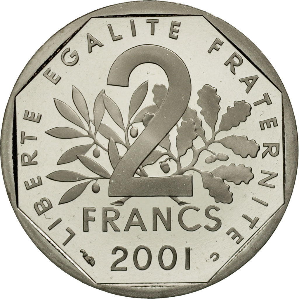 France, Semeuse, 2 Francs, 2001, MS(65-70), Nickel, KM:942.2, Gadoury:547b