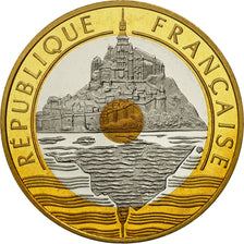 France, Mont Saint Michel, 20 Francs, 2001, MS(65-70), Tri-Metallic, KM:1008.2