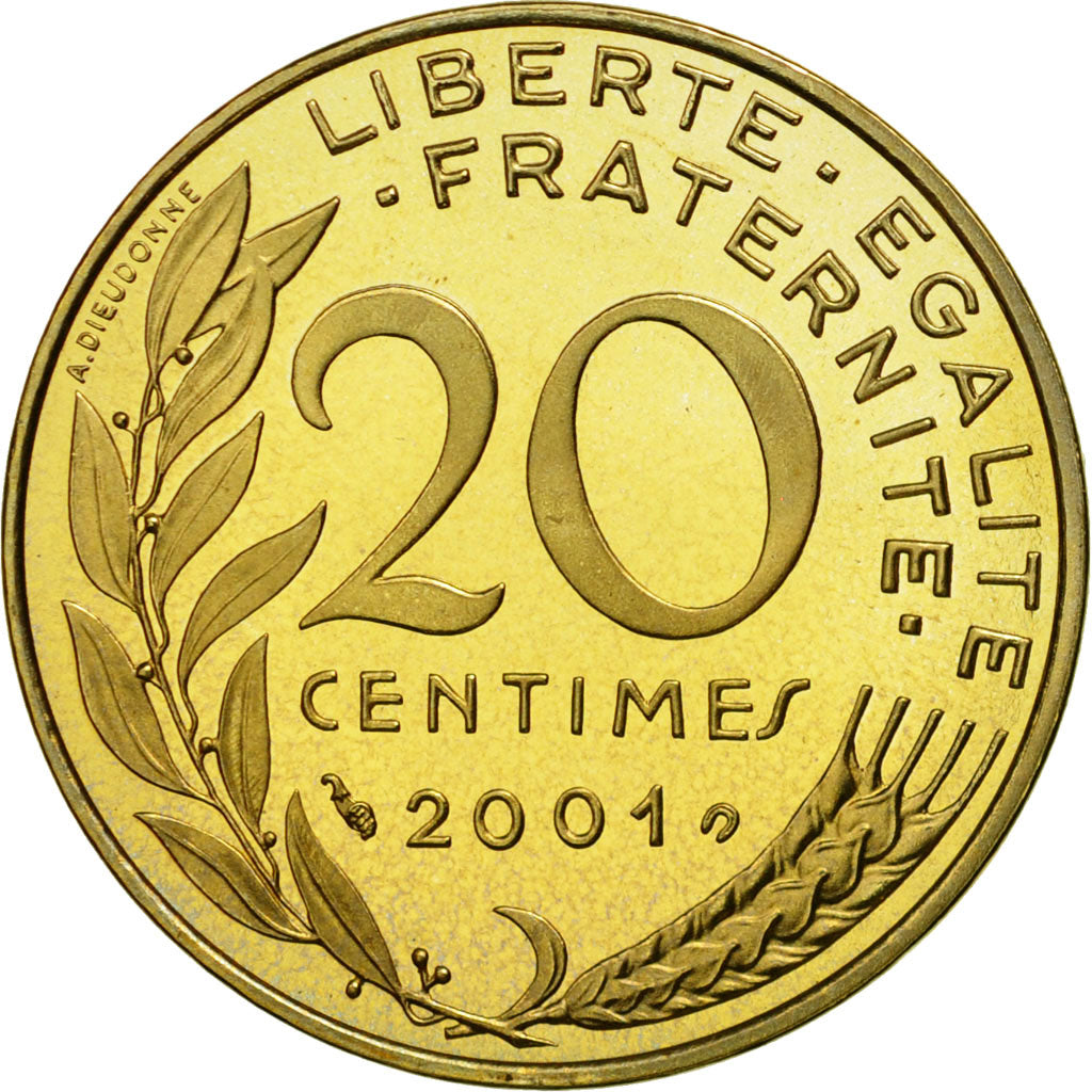 France, Marianne, 20 Centimes, 2001, Paris, MS(65-70), Aluminum-Bronze, KM:930