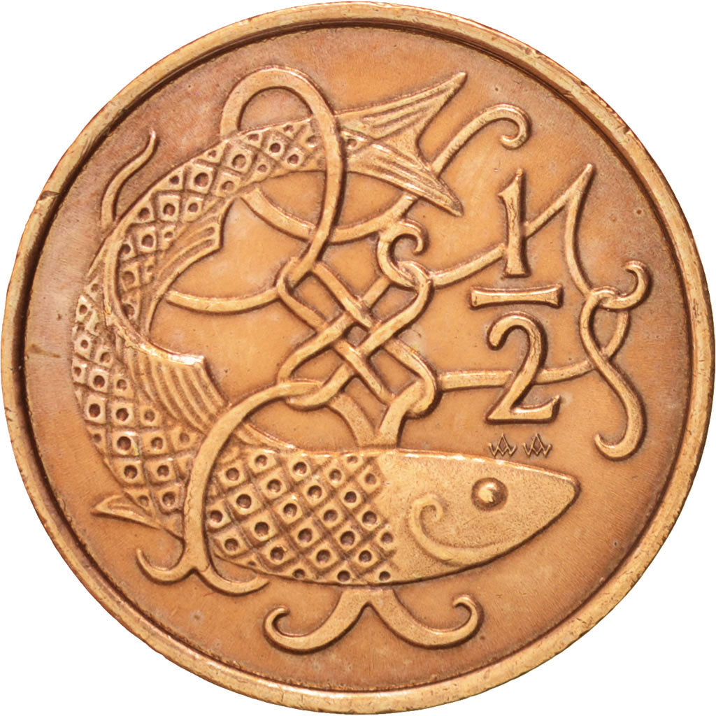 Isola di Man, Elizabeth II, 1/2 Penny, 1983, BB+, Bronzo, KM:58