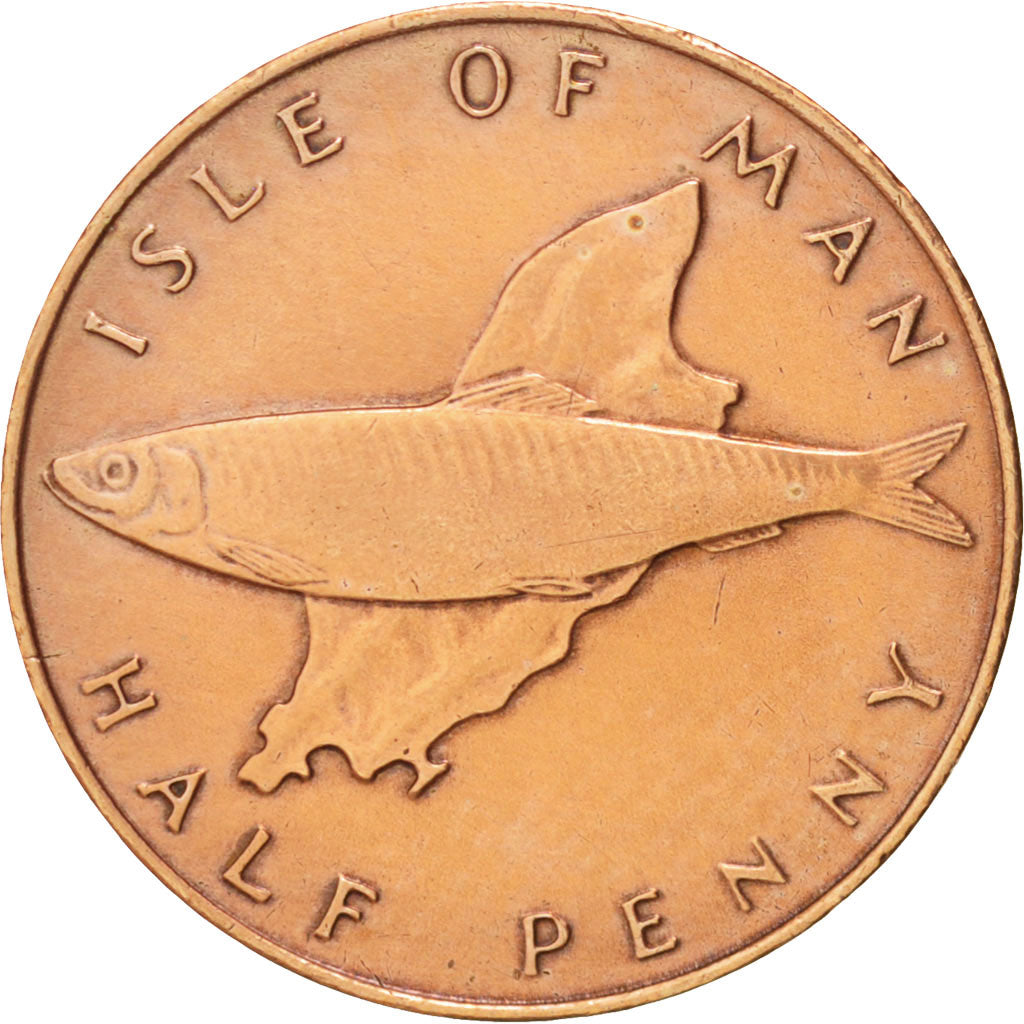 Isola di Man, Elizabeth II, 1/2 Penny, 1976, BB+, Bronzo, KM:32