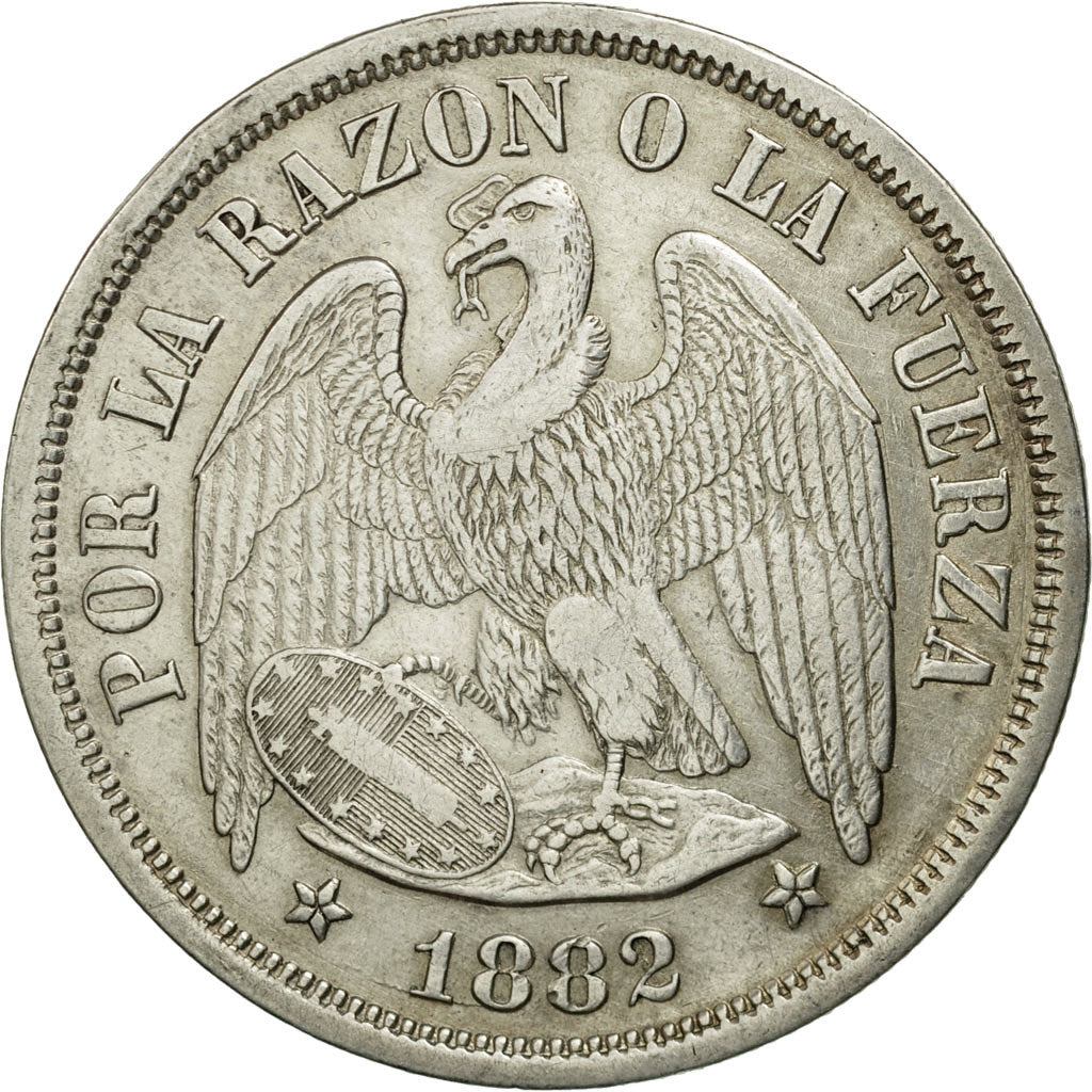 Coin, Chile, Peso, 1882, Santiago, EF(40-45), Silver, KM:142.1