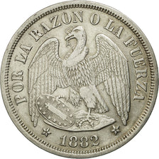 Coin, Chile, Peso, 1882, Santiago, EF(40-45), Silver, KM:142.1