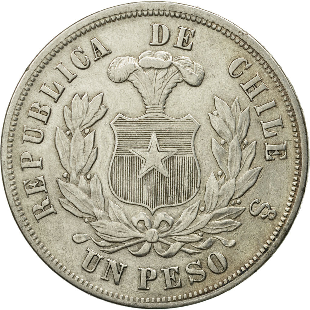 Coin, Chile, Peso, 1882, Santiago, EF(40-45), Silver, KM:142.1