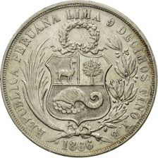 Peru, SOUTH PERU, Sol, 1866, Lima, EF(40-45), Silver, KM:196.1