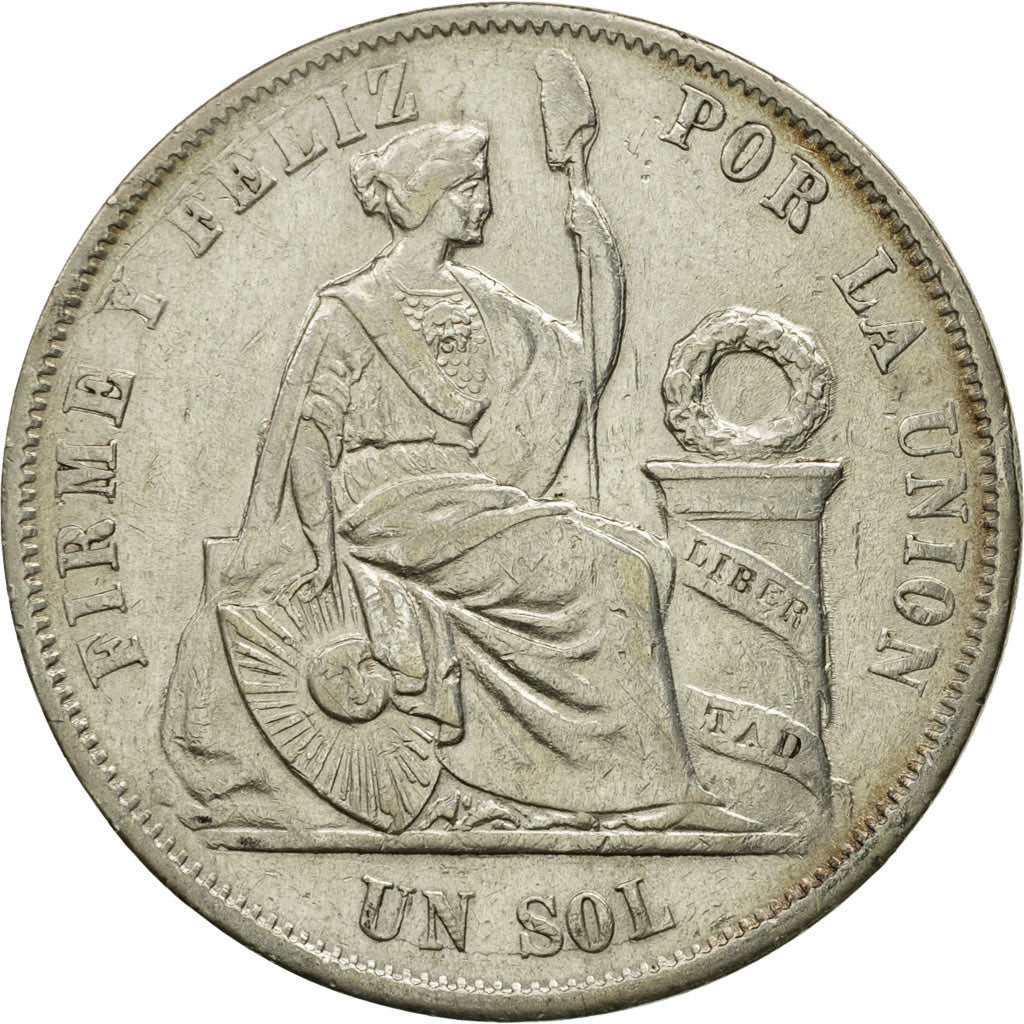 Peru, SOUTH PERU, Sol, 1866, Lima, EF(40-45), Silver, KM:196.1
