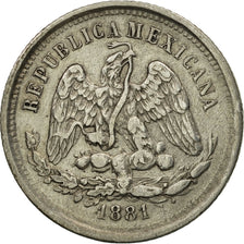 Munten, Mexico, 25 Centavos, 1881, Mexico City, ZF, Zilver, KM:406.7