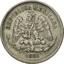 Moneda, México, 25 Centavos, 1881, Mexico City, MBC, Plata, KM:406.7