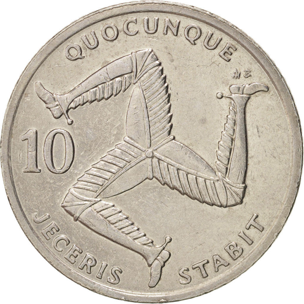 Isola di Man, Elizabeth II, 10 Pence, 1992, Pobjoy Mint, BB, Rame-nichel, KM:337
