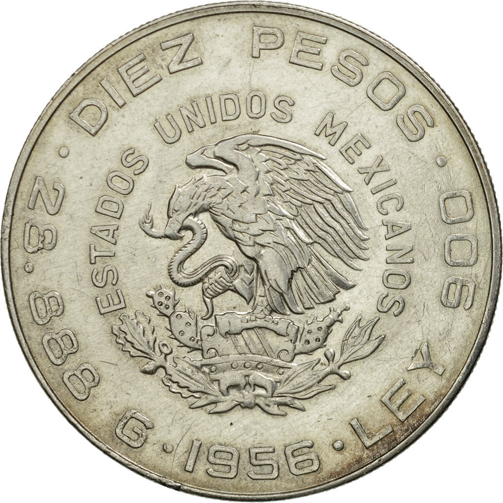 Mexico, 10 Pesos, Mexico City, Silver, KM:474
