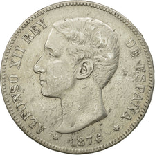 Coin, Spain, Alfonso XII, 5 Pesetas, 1876, Madrid, EF(40-45), Silver, KM:671