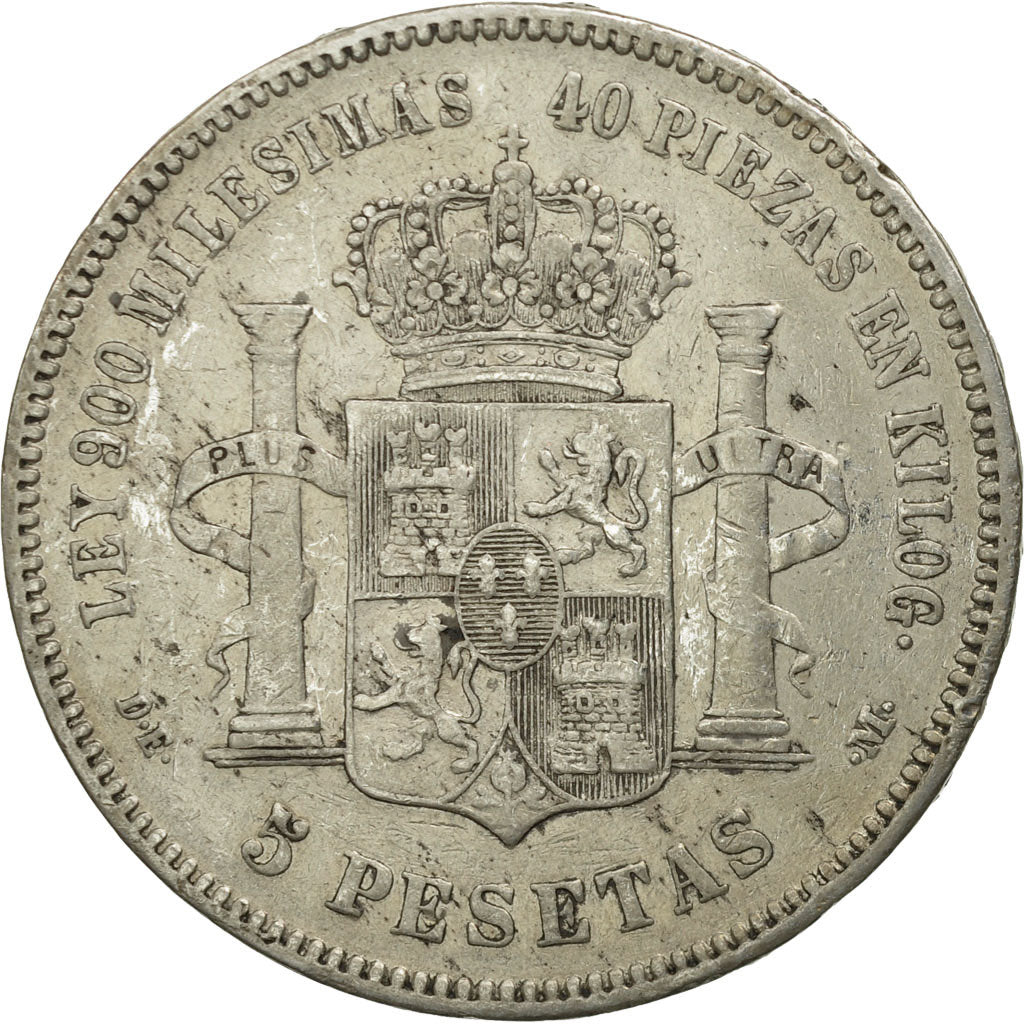 Coin, Spain, Alfonso XII, 5 Pesetas, 1876, Madrid, EF(40-45), Silver, KM:671