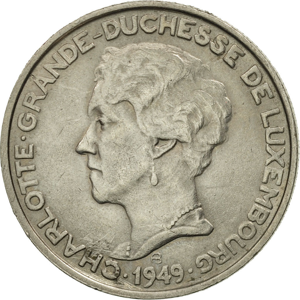 Luxembourg, Charlotte, 5 Francs, 1949, AU(50-53), Copper-nickel, KM:50