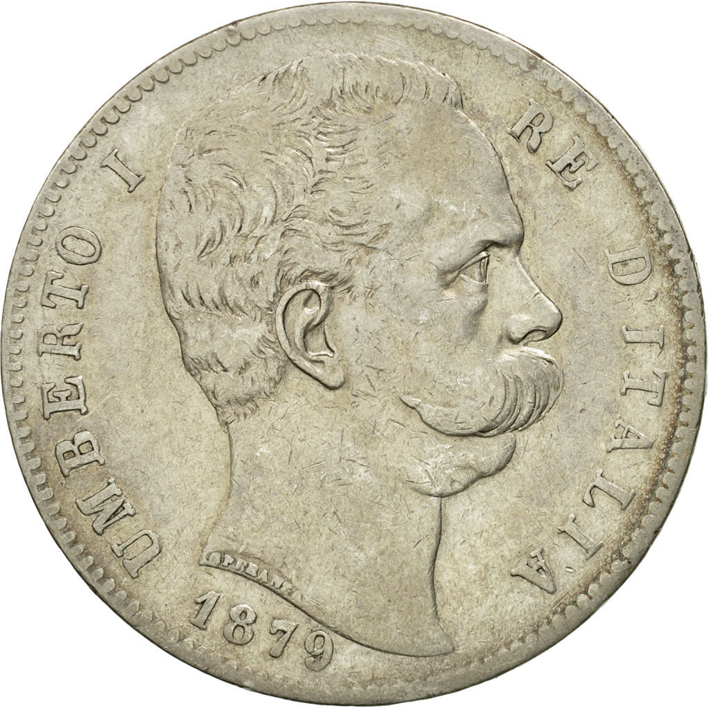 Italy, Umberto I, 5 Lire, 1879, Rome, VF(30-35), Silver, KM:20