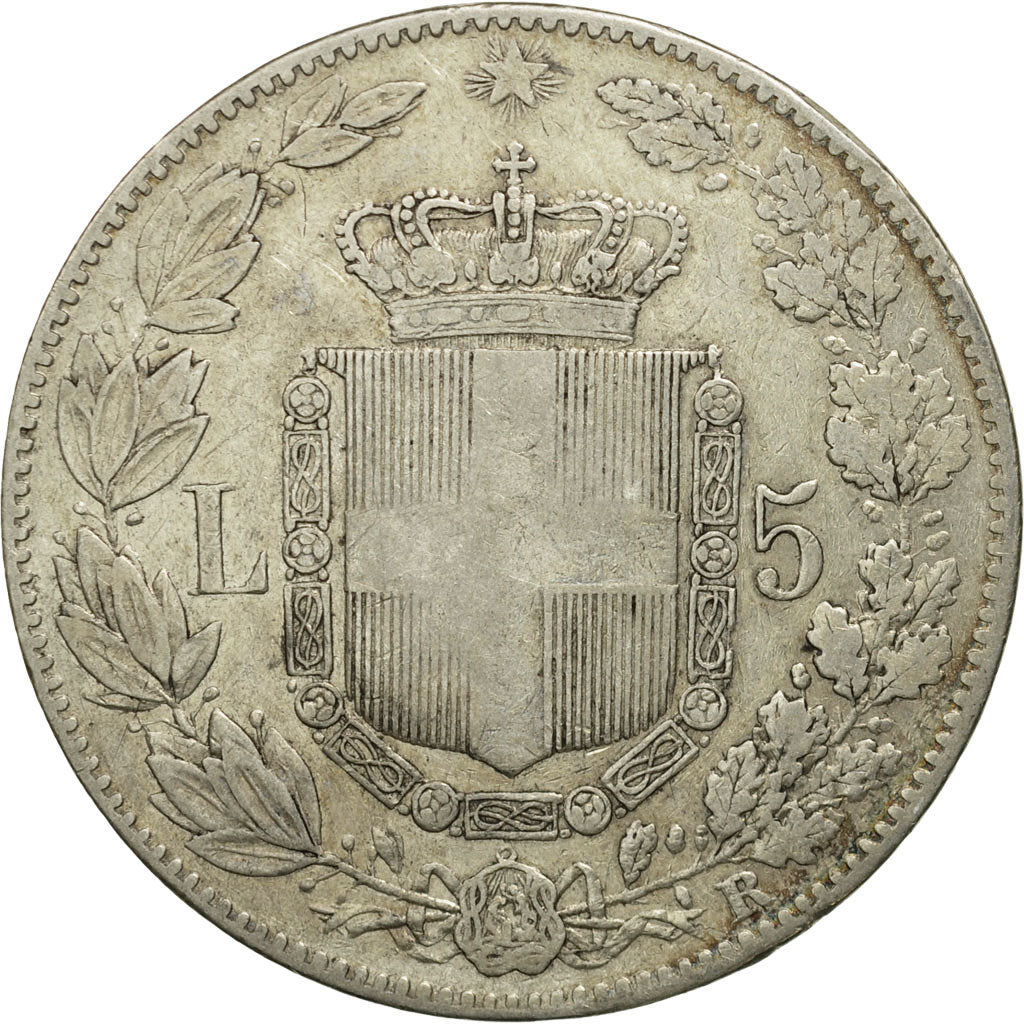 Italy, Umberto I, 5 Lire, 1879, Rome, VF(30-35), Silver, KM:20