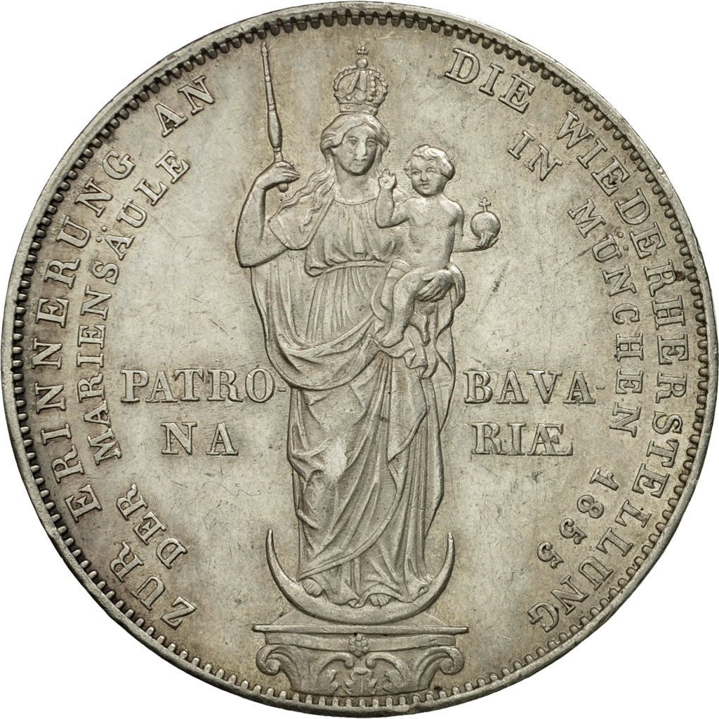 German States, BAVARIA, Maximilian II, 2 Gulden, 1855, Munich, KM 848