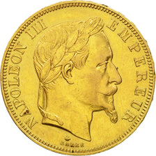 Moneda, Francia, Napoleon III, Napoléon III, 50 Francs, 1864, Paris, MBC, Oro
