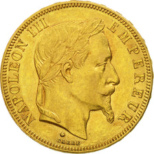 France, Napoléon III, 50 Francs, 1867 Paris, TTB+, Or, KM:804.1, Gadoury 1112