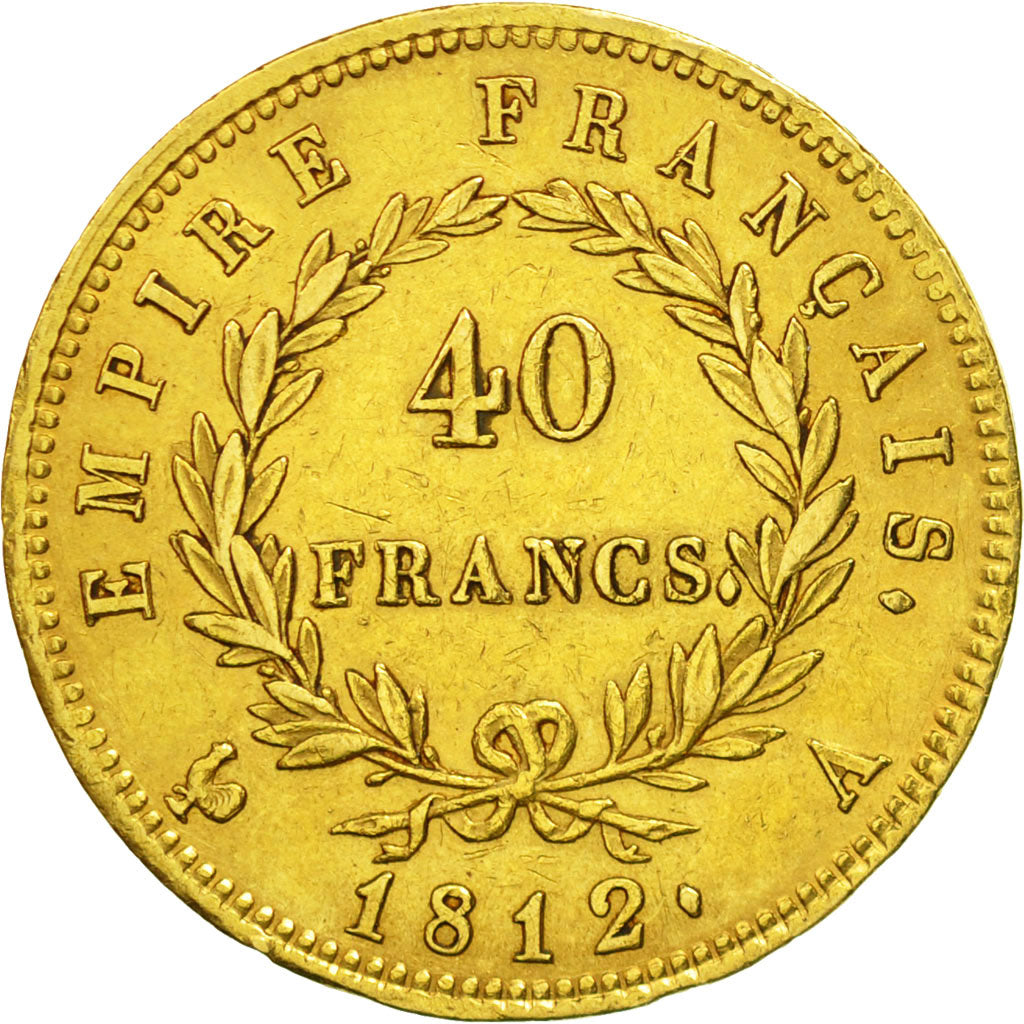 Coin, France, Napoléon I, 40 Francs, 1812, Paris, AU(50-53), Gold, KM:696.1